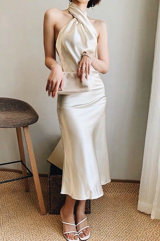 Elegant Halter Sheath Long Prom Dress cg8996