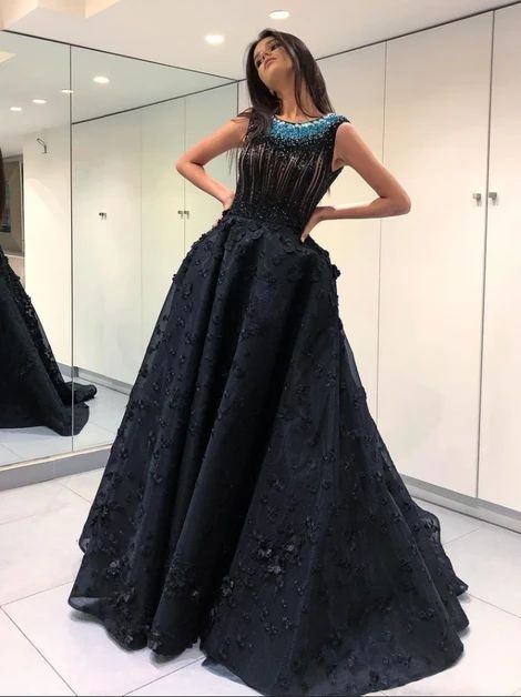 modest long prom dress black evening dress cg9022