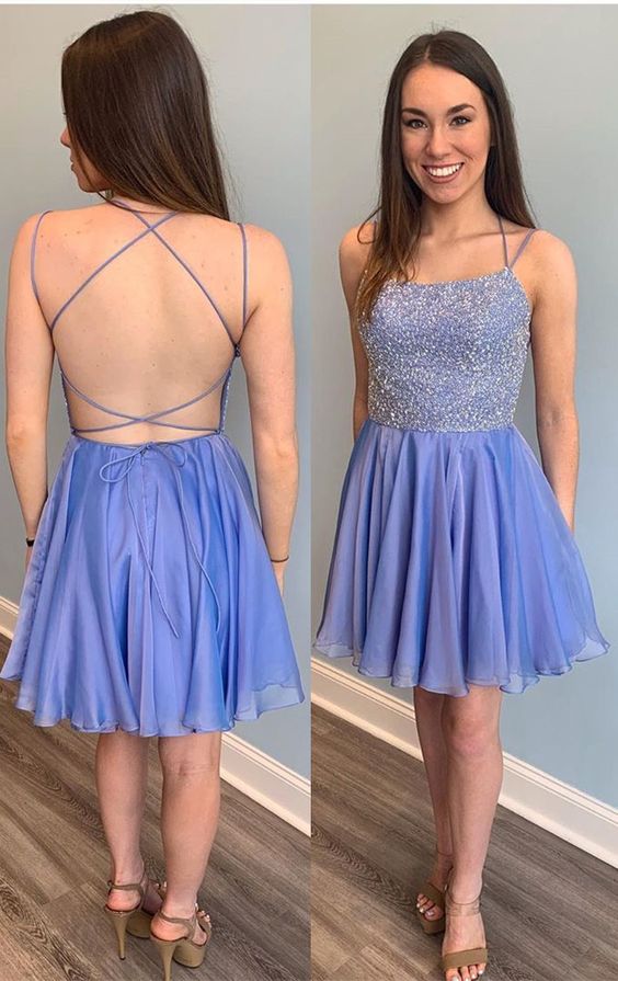 Sparkle Beading Blue Short Homecoming Dress cg9040
