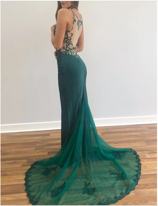 Mermaid Lace Appliques Beaded Red Prom Dress Long Evening Dress cg9239