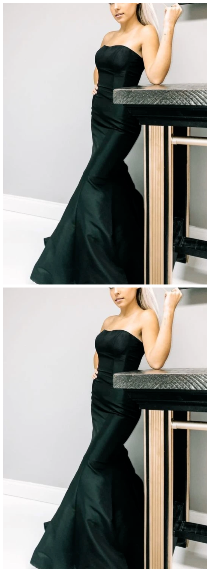 Strapless Mermaid Black Long Prom Dress cg9302