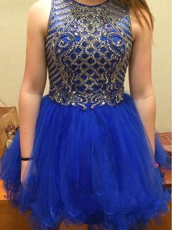 A-Line Princess Sleeveless Scoop Beading Tulle Short Homecoming Dresses cg9345