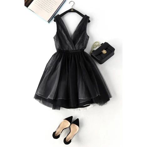 V Neck Sleeveless Short Organza Homecoming Dress cg9511