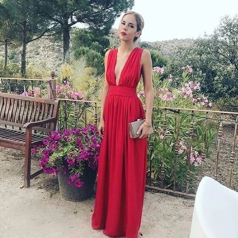 Deep V Neck Chiffon Long Prom Dress cg9569