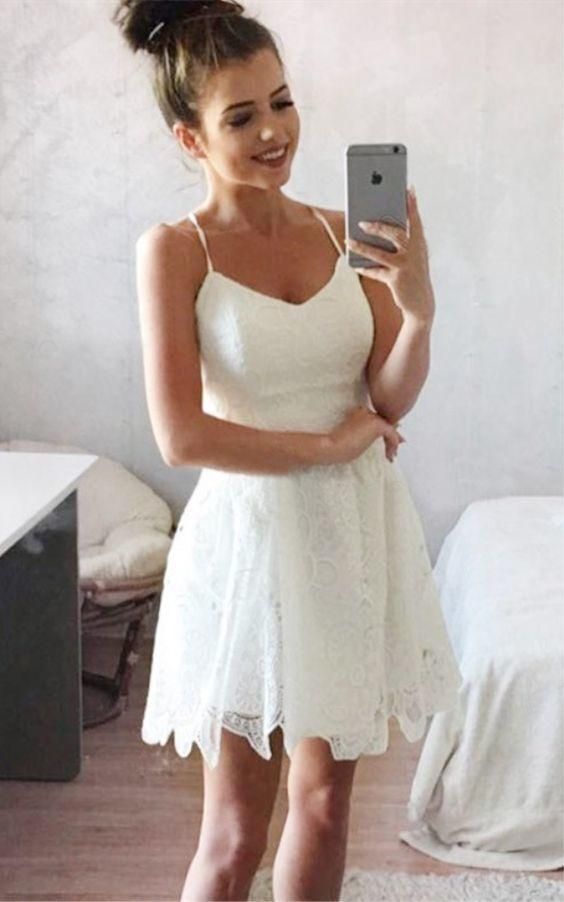 Sexy Straps Lace Short Homecoming Dress cg9588