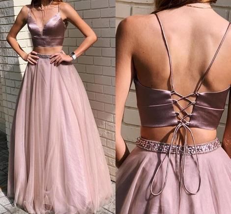 Spaghetti Straps Gorgeous Beading Prom Dress A Line Split Tulle Evening Dresses cg9601