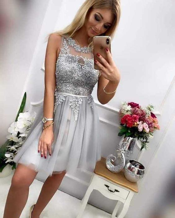 Light Grey Homecoming dresses short,Short Dresses,Homecoming Dress,Graduation Dress cg9610