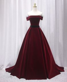 Simple Burgundy long off shoulder prom dress long evening dress cg9629