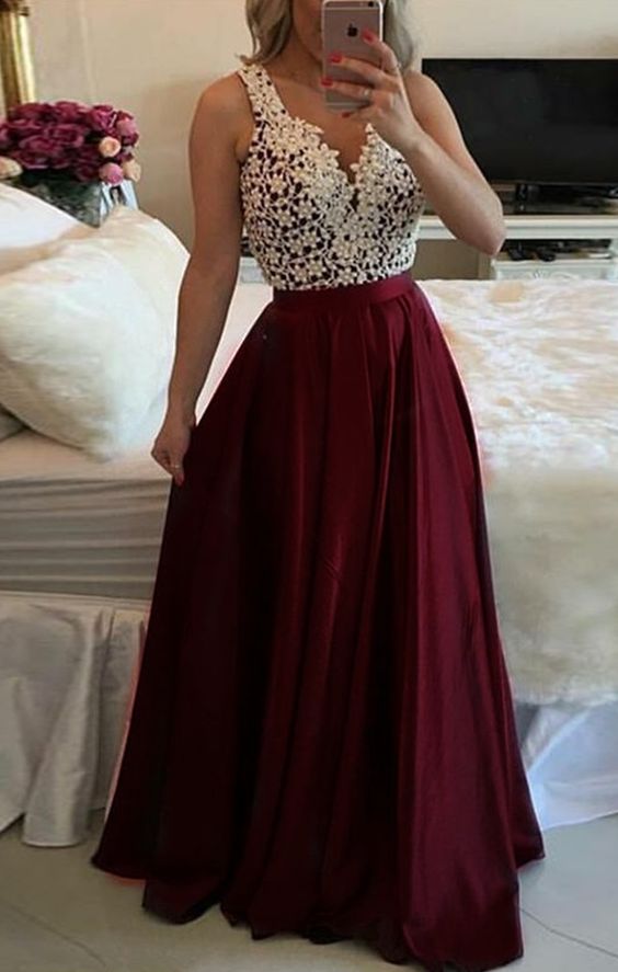 Charming A Line Prom Dress - V Neck Long Pleated Illusion Back With Appliques Pearls cg8636