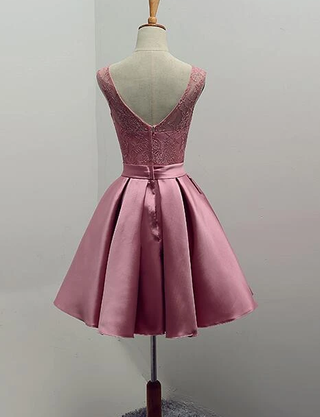 Lovely Lace And Satin Short Party Dress, Cute Homecoming Dress cg9689