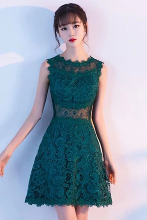 A-Line Sleeveless Lace Flower Homecoming Dress With Appliques cg9750