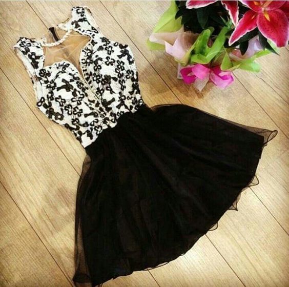 A-Line Short Tulle Homecoming Dress with Appliques cg9814