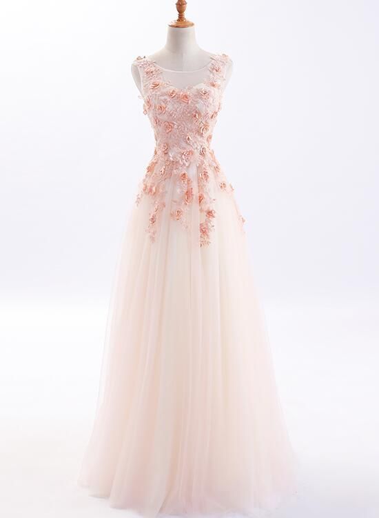 Beautiful Tulle Long Formal Gowns, Flowers Party Dresses, Long Prom Dress cg9847