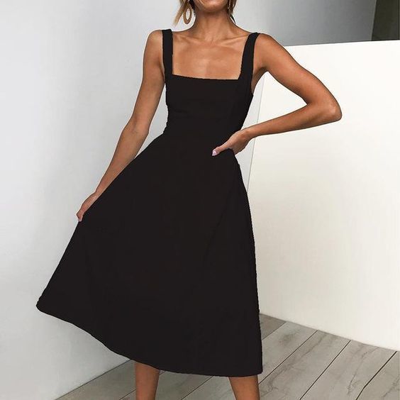 Square Neck Sleeveless Black Homecoming Dress cg9998