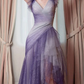 V Neck Glitter Tulle Prom Gown Unique Evening Dresses    cg25329
