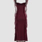 Elegant Sheath Square Neckline Burgundy Chiffon Ruffles Prom Dresses Formal Dress    cg25308