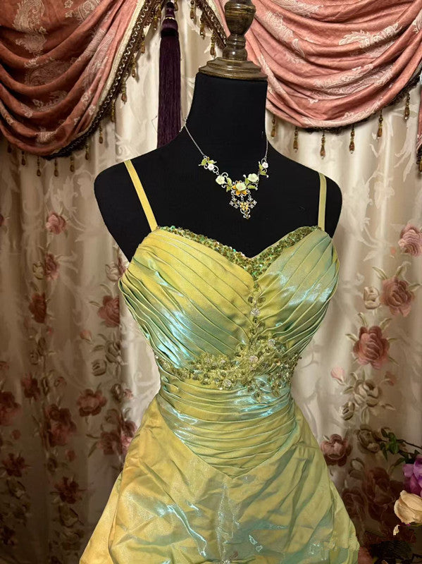 A Line Green Straps Sleeveless Party Dress Green Long Prom Dress      cg25259