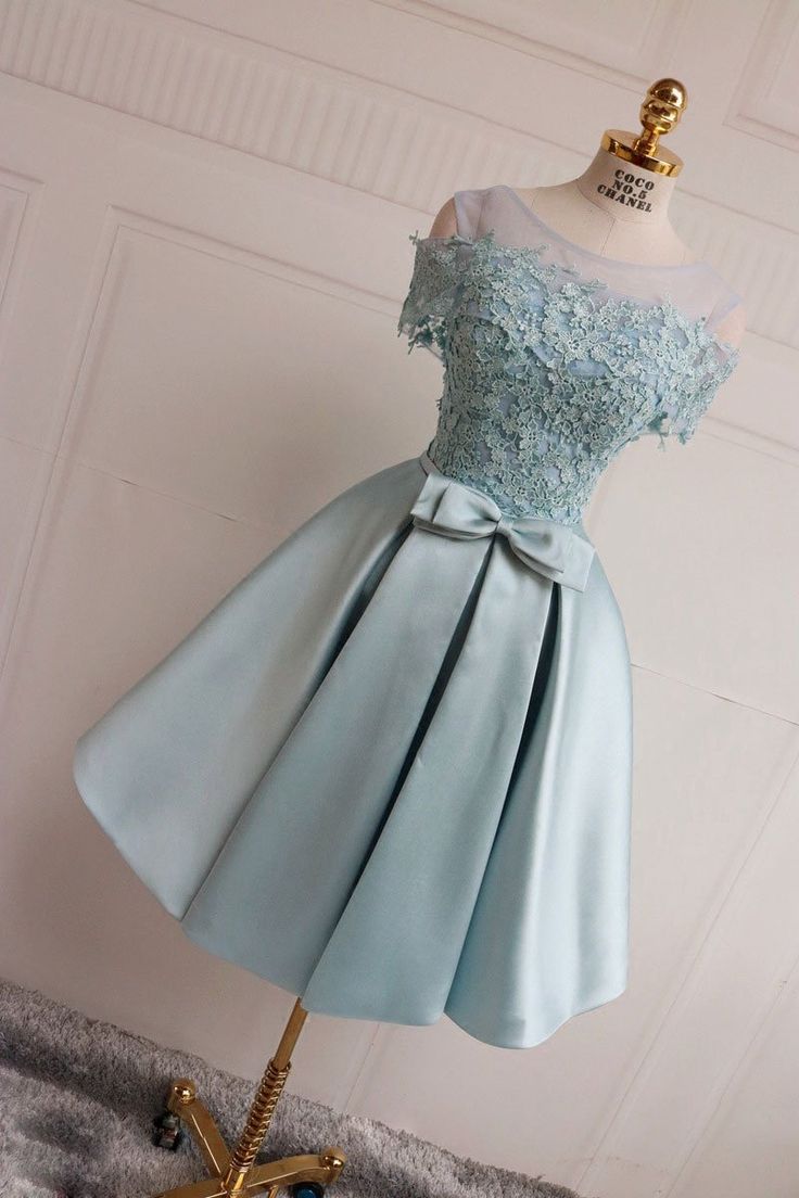 BLUE LACE SHORT HOMECOMING DRESS, BLUE LACE BRIDESMAID DRESS cg2396