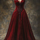 A Line Velvet Burgundy Prom Dresses Evening Formal Dress    cg25310