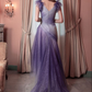 V Neck Glitter Tulle Prom Gown Unique Evening Dresses    cg25329