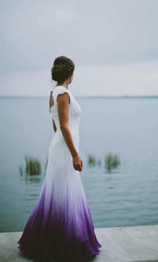 Colored Wedding Dresses, Purple and White Wedding Dress, Ombre Wedding Dress prom Dress   cg11274