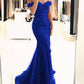 Purple lace mermaid evening dress off the shouler prom gowns with pearl beaded   cg14038
