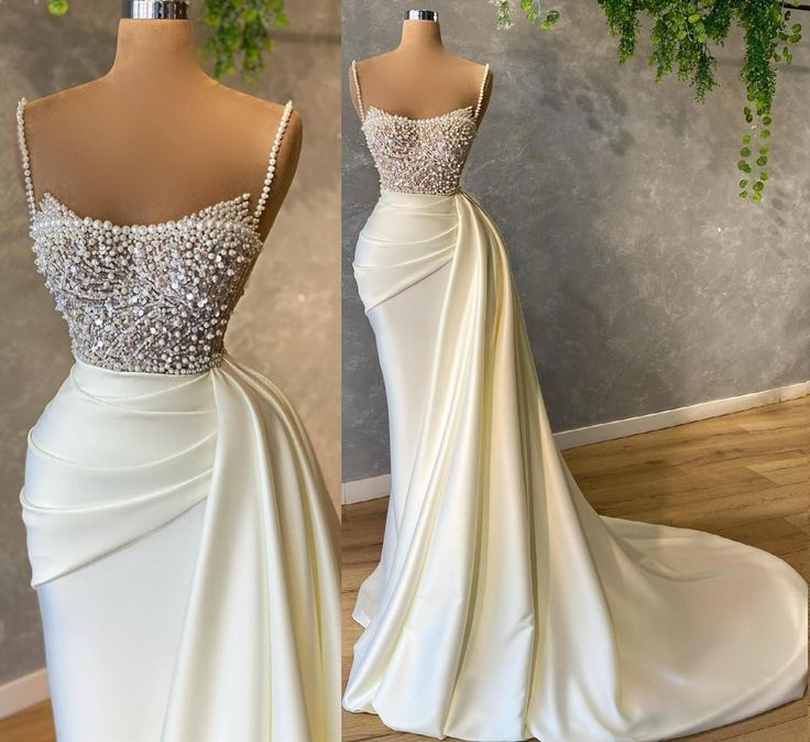 Ivory prom dress with pearl Prom Dresses Formal Evening Dresses    cg24399