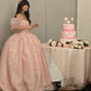 Ball Gown Long Pink Tulle Evening Dress     cg25239