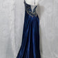 Navy Blue Halter Beaded Prom Dress Long Evening Dress      cg25264