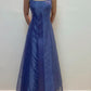 Pretty A Line Spaghetti Straps Blue Floor Length Evening Dress     cg25233