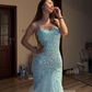 Blue Mermaid Evening Dresses, Long Sequin Prom Party Gowns  cg25536