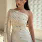 Pretty Asymmetrical One Shoulder Chiffon Mermaid Prom Dresses Column With Ruffle cg26155