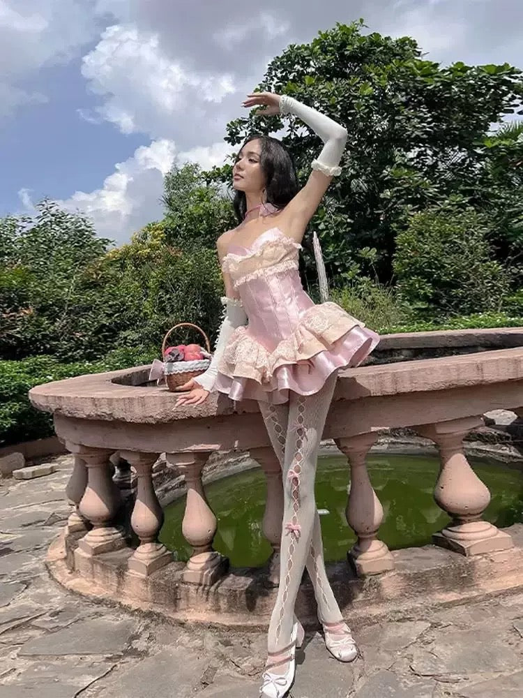 Pink Short Prom Dress with Lace Sweetheart Mini Birthday Party Dress     cg26078