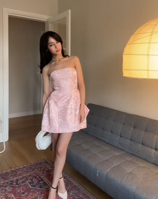 Pink Strapless Short Party Dress Homecoming Dress     cg25663