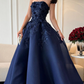Custom Prom Dress Formal, Strapless A-line Floor-length Appliques Occasion Dresses Evening Dress   cg25897