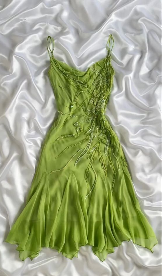 Green Chiffon Short Party Dress Cocktail Dresses Homecoming Dress     cg25730