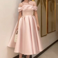 Pretty A-Line Off Shoulder Pink Prom Dresses Formal Evening Dress    cg25864