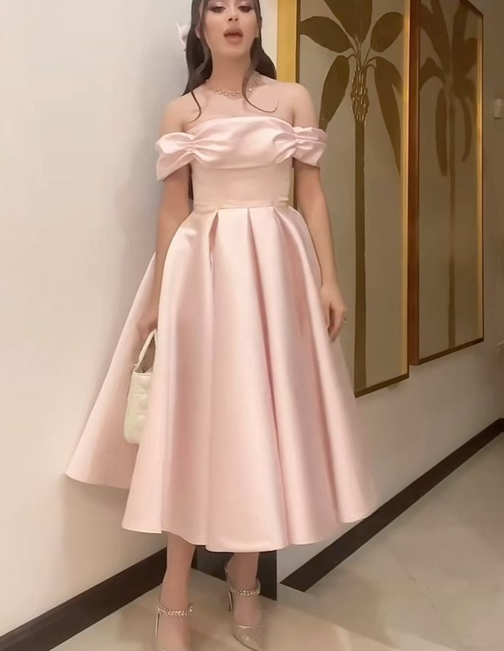 Pretty A-Line Off Shoulder Pink Prom Dresses Formal Evening Dress    cg25864