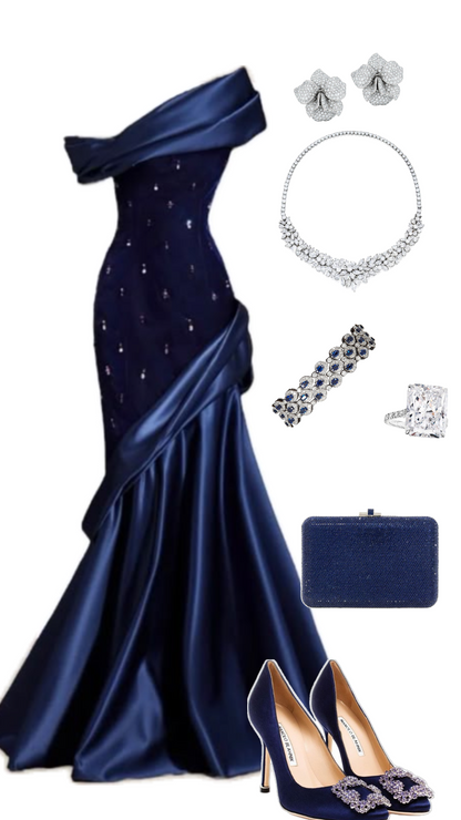 Navy Blue Mermaid Satin Prom Dresses, Long Evening Dress Formal Dress    cg25966