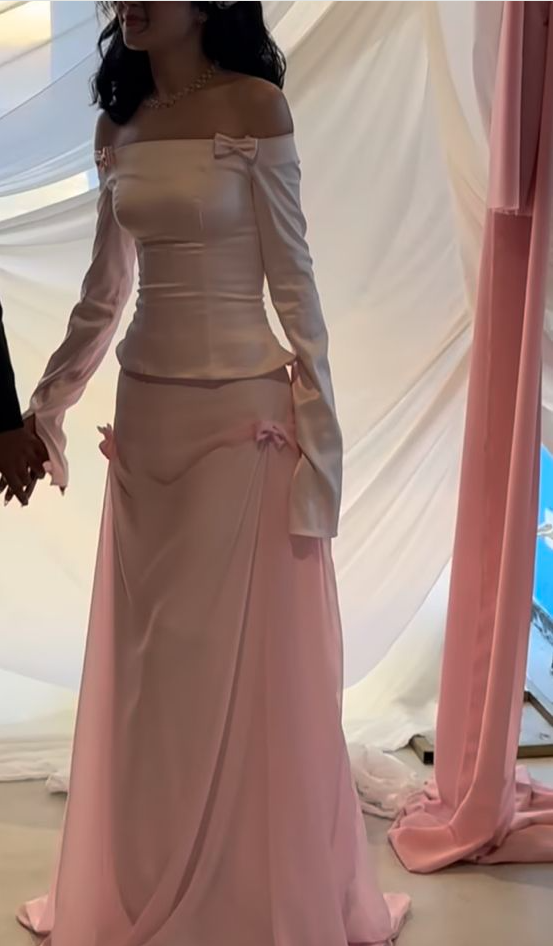 Pink Long Sleeves Evening Dress New Arrive Prom Party Dress    cg25640