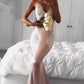 Mermaid Spaghetti Straps Sweep Train Blush Prom Dress with Appliques cg1339