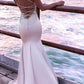 Mermaid Spaghetti Straps Sweep Train Blush Prom Dress with Appliques cg1339