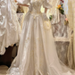 Satin Retro Pearls Wedding Dress Elegant 90s Vintage Prom Dress cg26304