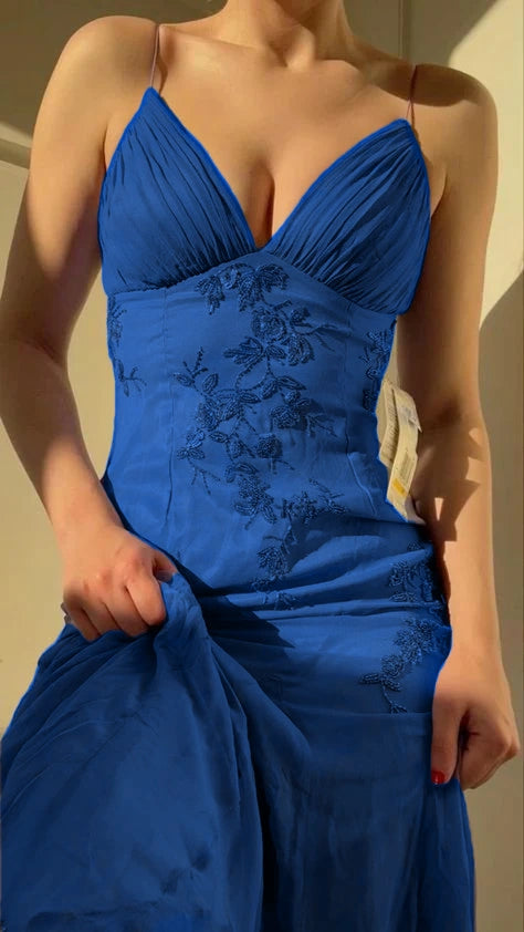 Pretty Spaghetti Straps Long Prom Dresses Evening Party Dress  cg25389