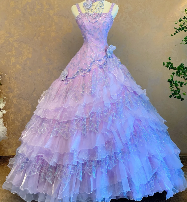 Ball Gown Lilac Prom Party Dress Lace Sweet 16 Birthday Dress cg26329