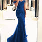 Purple lace mermaid evening dress off the shouler prom gowns with pearl beaded   cg14038
