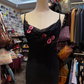 Spaghetti Straps Black Mermaid Prom Dress With 3d Flowers Chiffon Evening Dress cg26354