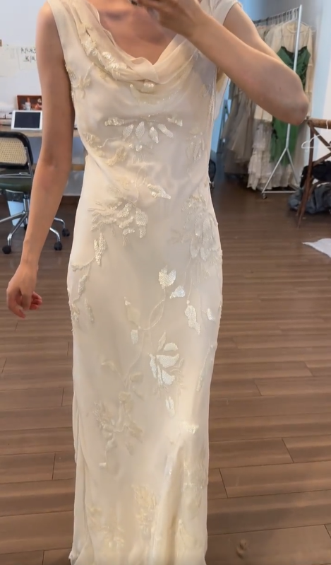 Vintage Ivory Prom Party Dress Evening Dress Birthday Outfit cg26361