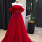 Red Off Shoulder Prom Party Dresses Unique Evening Dress Vintage Long Dress  cg26029