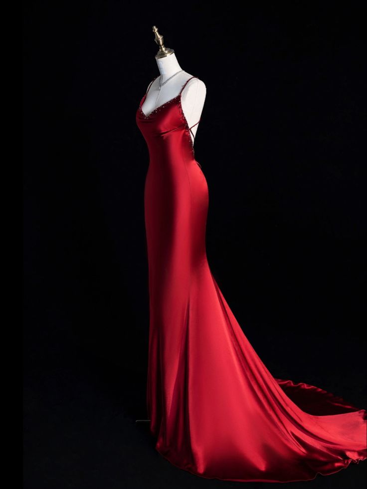 Red Mermaid Long Prom Party Dresses Unique Evening Dress   cg26058